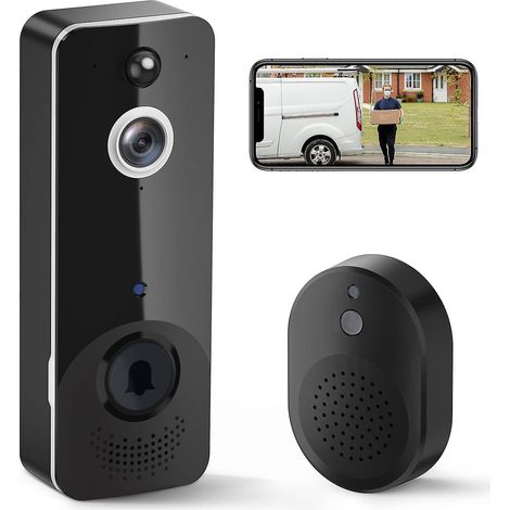 Sonnette Caméra Sans Fil Eken avec Carillon, Détecteur de Mouvement, Audio Bidirectionnel, Caméra de Porte HD, Vision Nocturne, Alimentation par Batterie, Installation Facile (1/5)