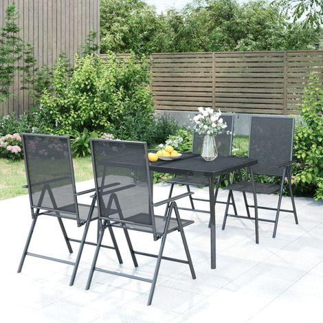 vidaXL 5 Piece Garden Dining Set Anthracite Steel (1/5)