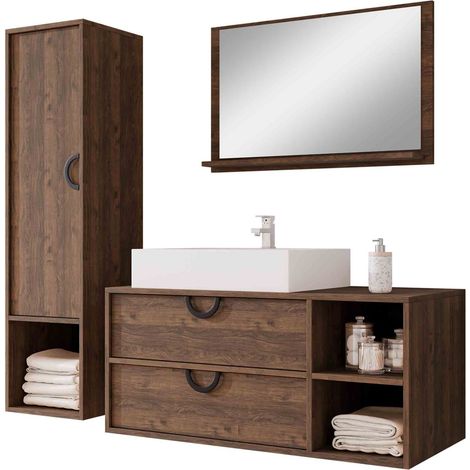 Conjunto de mueble de baño Sodalis, Nogal