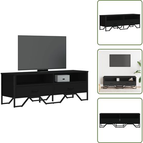 TV-Schrank Schwarz 122x34x41 cm Holzwerkstoff - TV Schrank - Holzwerkstoff Möbel - Schwarzer TV Stand - Wohnzimmer Möbel - Regal Schwarz
