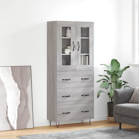 Highboard Grau Sonoma 69,5x34x180 cm Holzwerkstoff (1/5)