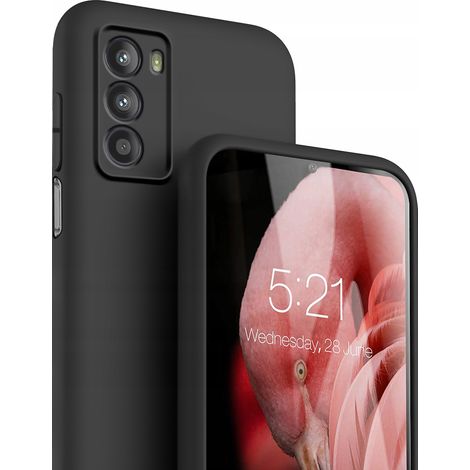 Étui pour Motorola Moto G52 / G82, en silicone noir mat avec verre trempé. (1/3)