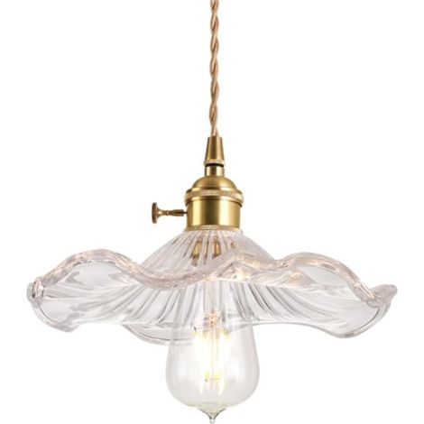 LYERCW - Suspension feuille de lotus, lustre en verre doré et vert, style nordique moderne, lampe de plafond simple, transparente