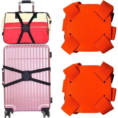 Set of 2 luggage straps with buckle, adjustable and sturdy luggage straps for suitcases, orange luggage (1/5)