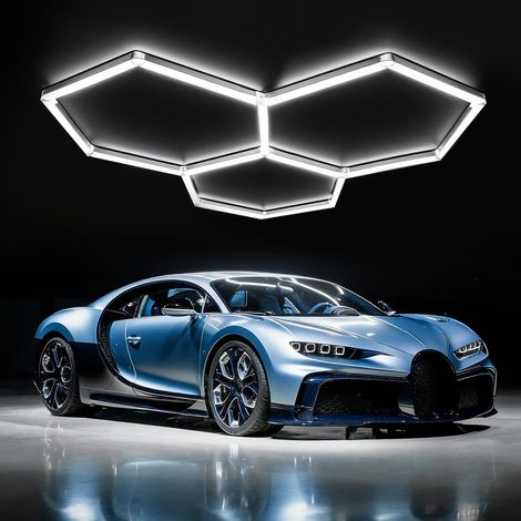 Plafonnier LED hexagonal pour garage-24pcs lot de tubes lumineux, éclairage de plafond LED super lumineux 192W 6500K pour garage, entrepôt, atelier, salle de sport, sous-sol, salle de lavage (5-Hex) (1/5)