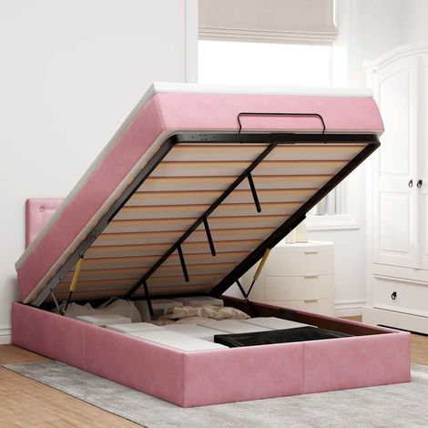 Ottoman-Bett mit Matratze & LEDs Rosa 120x200 cm Samt (1/5)