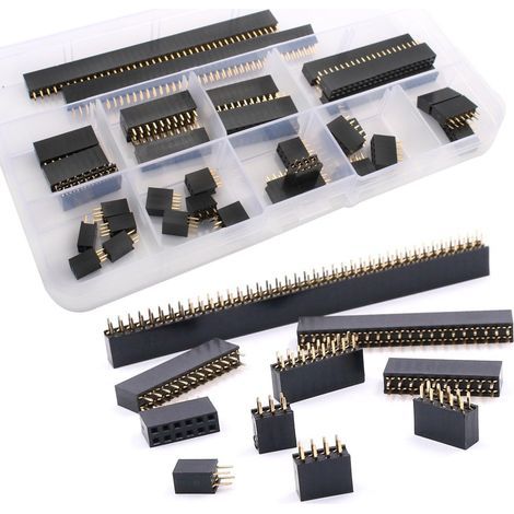 35 piezas de conector hembra de pines PCB de 2,54 mm, doble fila (2/3/4/5/6/8/10/12/20/40 pines) para Arduino Stackable Shield, Prototype (1/5)