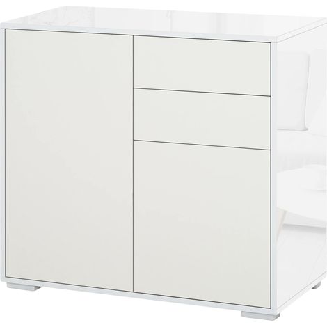 Aparador de cocina, 79 x 36 x 74 cm, madera revestida de melamina, capacidad de carga de 50 kg, estante ajustable, 2 puertas y 2 cajones. (1/5)