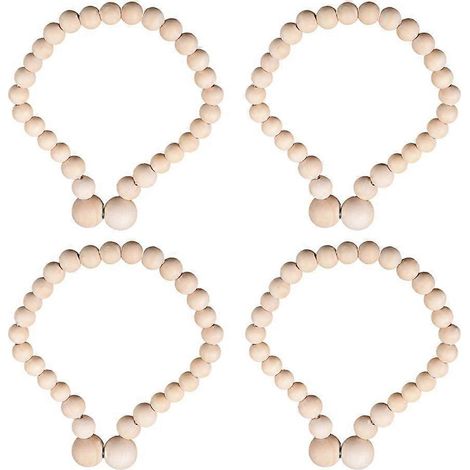 Embrasses de rideaux en perles de bois Natural Charm, aimantées, lot de 4 (1/4)