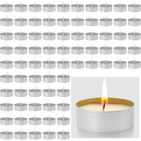 Lot de 100 photophores en aluminium – 3,8 x 1,4 cm – Bougeoir avec 100 mèches pour bougies chauffe-plat standard (1/5)
