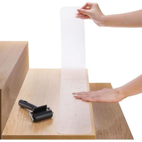 Pack of 15 transparent anti-slip adhesive tapes for indoor and outdoor stairs (10 cm x 60 cm) (1/5)