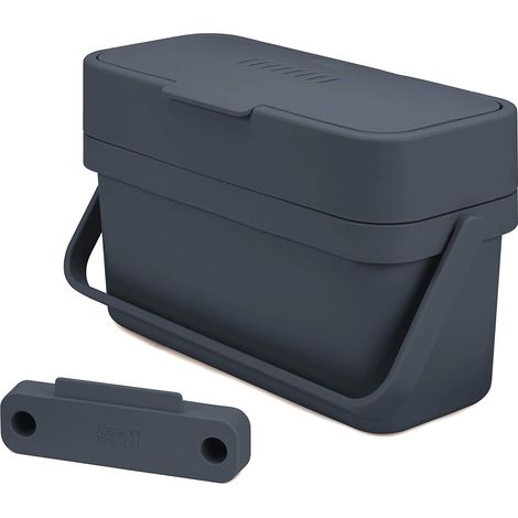 Bioabfallbehälter Compo™ 4 de Joseph Joseph - Fassungsvermögen de 4 Liter, schmale Ausführung, Klappdeckel mit regulierbarer Belüftung, inkl. Türhalter, Farbe graphit (1/2)