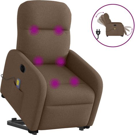 Elektrischer Massagesessel mit Aufstehhilfe Braun Stoff