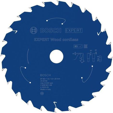 BOSCH Kreissägeblatt Expert Wood Außen-Ø 165 mm Zähnezahl 24 WZBohrung 20 mm Schnittbreite 1,5 mm HM (1/2)