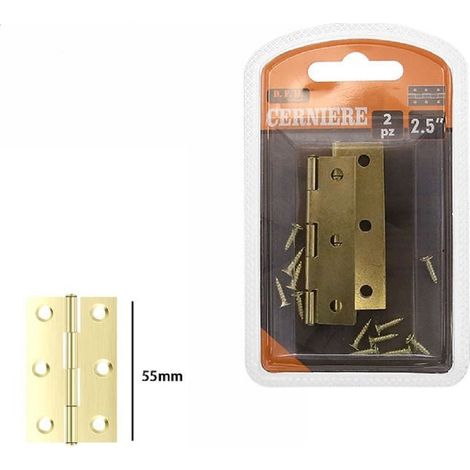 Trade Shop - Set 2 Pezzi Cerniere In Ottone Per Porte Mobili Armadi Sportelli Ante 55mm 69039 -