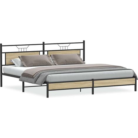 Maison Exclusive - Metallbett ohne Matratze Sonoma-Eiche 200x200