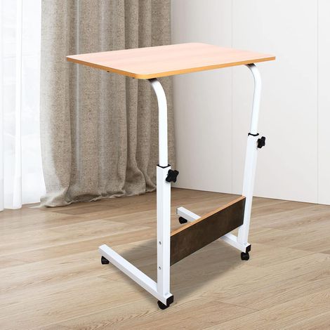 Bureau mobile pour ordinateur portable, réglable en hauteur, 40 x 60 x 70 à 90 cm, avec roulettes, poste de travail, ordinateur portable, table de chevet, table d'appoint portable pour lit, canapé (1/5)