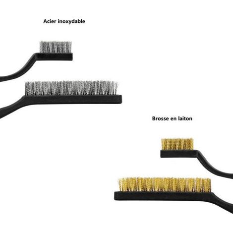 10 Brosses métalliques, Inox et laiton, Nettoyage rouille peinture, Soudure portes fenêtres (1/3)