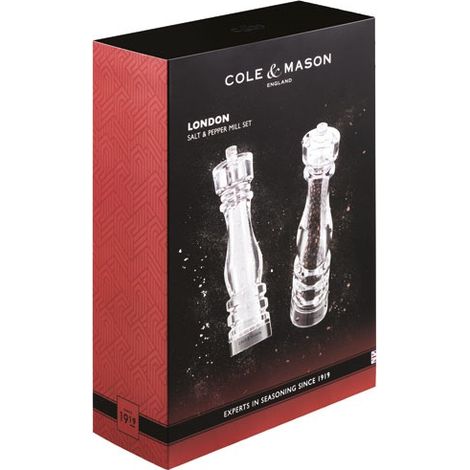 Estuche de 2 molinillos de sal y pimienta de 22 cm de acrílico - Londres - Cole & Mason