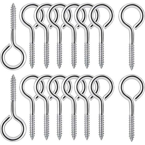 25 Pièces M4 Piton à Visser en Acier Inoxydable 304 Vis Mouton Oeil Rond Auto Taraudeuse Vis à Anneau Crochets à Oeil Boulon à œil Crochets Piton à Vis 50mm (1/4)