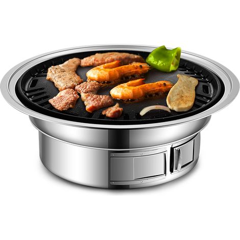 Grill à charbon de bois antiadhésif coréen, poêle Portable en acier inoxydable pour la cuisine de Camping en plein air (1/5)