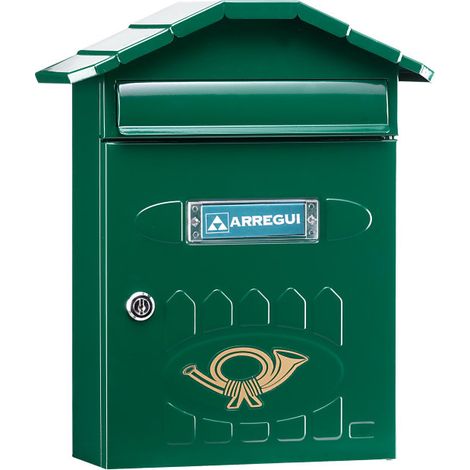 ARREGUI Villa E5003 Buzón Exterior de Acero, Tamaño M (Correo DIN A4 y Revistas), Buzón de Correo Individual, Buzón de Pared de Chapa Gruesa, Antilluvia, Fácil de Instalar, Verde
