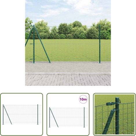 Terrassenzaun - Zaun mit Pfosten Grün 1,2 x 10 m Stahl (1/5)