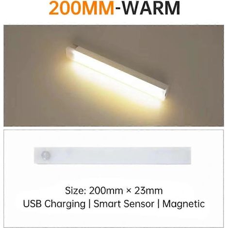 Détecteur de mouvement LED sous meuble, rechargeable par USB, magnétique, veilleuse de cuisine blanc chaud (1/5)