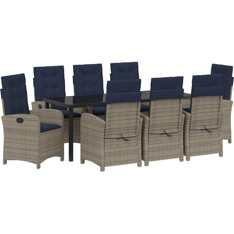 Maison Exclusive - Set da Pranzo per Giardino con cuscino 9 pcs Grigio polyrattan