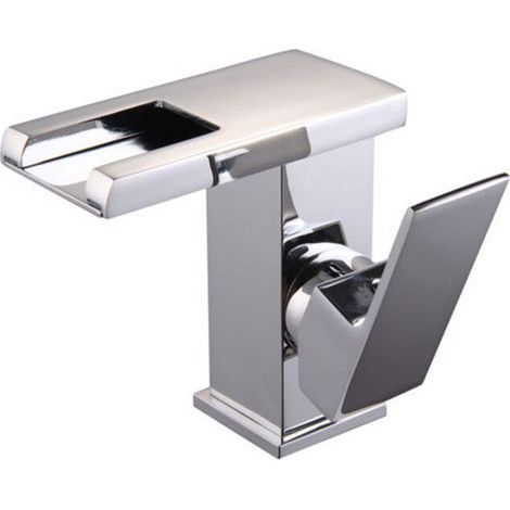 LED Mischbatterie Einhebel Wasserhahn Badarmatur Waschtischarmatur Wasserhahn Wasserfall Messing (1/5)