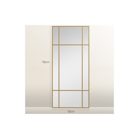 Miroir mural rectangulaire doré 110 x 50 cm avec cadre en métal décoratif pour chambre, salle de bains et entrée (1/5)