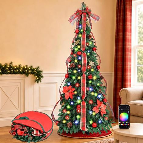 Sapin de Noel Artificiel 180 cm avec Guirlande Lumineuse Connectée (1/5)