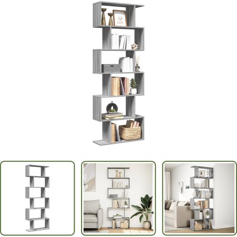 vidaXL Wohnzimmermöbel - Raumteiler-Bücherregal 6 Etagen Grau Sonoma 70x24x193 cm (1/5)