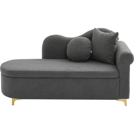 Chaiselongue con almacenaje 134 cm en tejido efecto borreguito y patas metálicas (1/5)