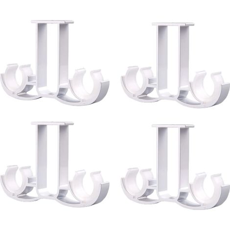 Juego de 4 soportes de aluminio para barras de cortina, montaje en pared y techo, aleación, para baño y sala de estar (blanco) (1/4)