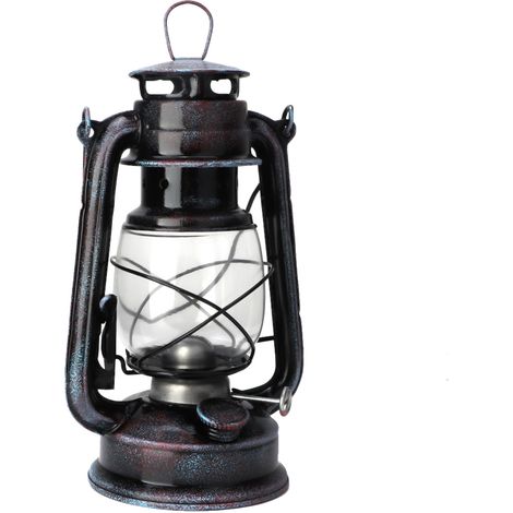 Lampe à pétrole classique 24cm, lanterne vintage portable pour camping extérieur, luminaire à huile rétro. (1/5)