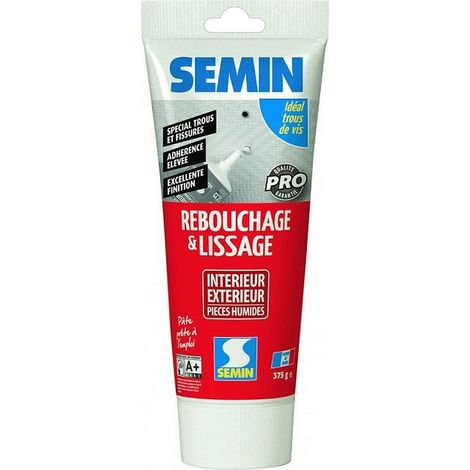 Semin – Enduit de rebouchage et lissage 350g – Application intérieure/extérieure – Pour béton, briques, plaques de plâtre – Finition parfaite
