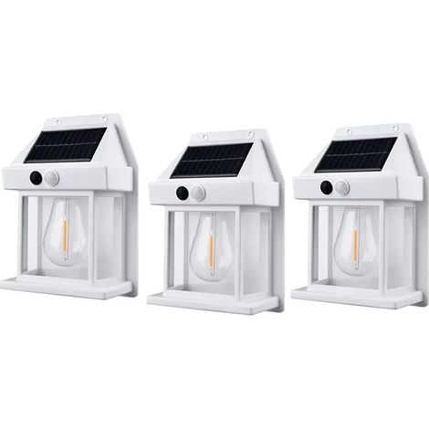 (Y070-A Lot de 3) Lampe murale solaire d'extérieur étanche à filament de tungstène, lampe à induction, éclairage domestique et de jardin (1/5)