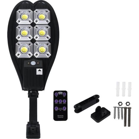 Lampe solaire LED extérieure de dernière génération, 6000 lumens, 3 modes d'éclairage, détecteur de mouvement, étanche, pour jardin ou rue. (1/5)