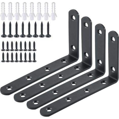 pezzi 125 mm x 75 mm in acciaio inox spazzolato staffe di supporto per mensole staffa di supporto a parete EJ5207-4P, nero (1/5)