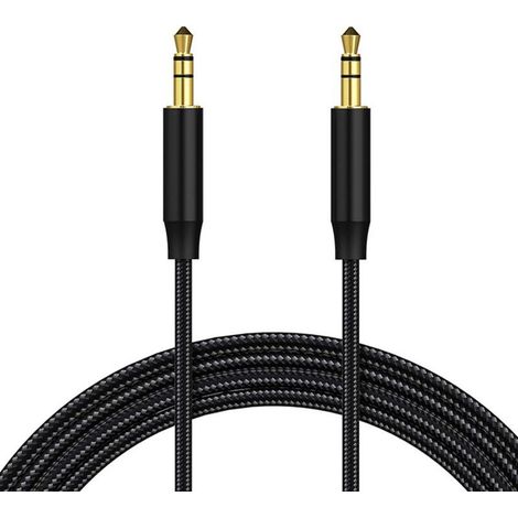 Câble Jack Audio Câble, Aux Câble Auxiliaire 3.5mm Câble Stéréo Audio Mâle vers Mâle en Nylon pour Casques, iPod, iPhone, iPad, HiFi, Tablette, Autoradio, Smartphones, MP3, Voiture - 1M (1/4)