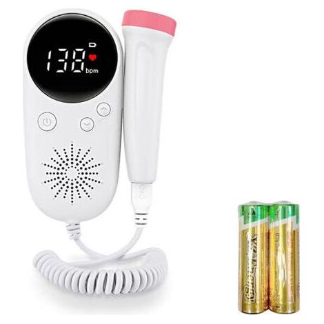 Moniteur cardiaque prénatal Doppler fœtal à usage domestique pour bébé, écran LCD, mesure de la voix fœtale, produit de soins quotidiens pour femmes enceintes-Chrom (1/5)
