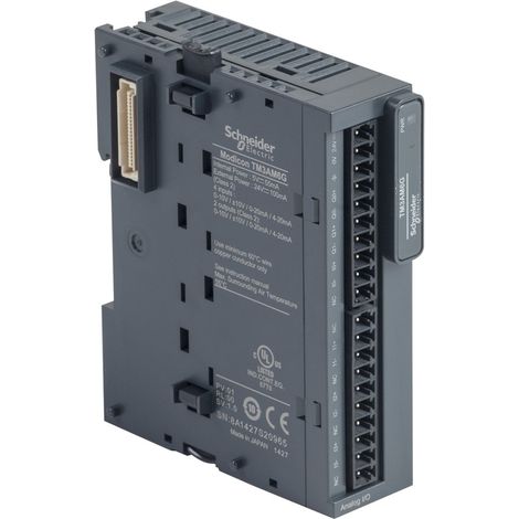 Módulo analógico Modicon TM3 con 4 entradas y 2 salidas, resolución de 11 y 12 bits
