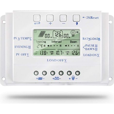 20A Solarladeregler 12V/24V Automatische Spannungserkennung Solarpanel Intelligenzregler mit LCD-Display - T20