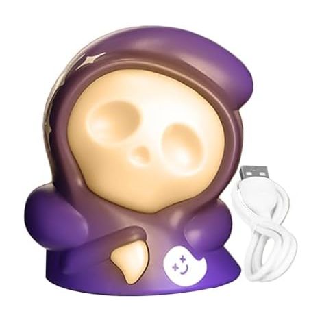 Veilleuse d'Halloween, lampe fantôme à intensité variable, 8,4 x 7,3 x 9,2 cm, rechargeable, décoration lumineuse festive pour enfants, idéale pour la table de chevet, la salle de bain, l'entrée, la c (1/5)
