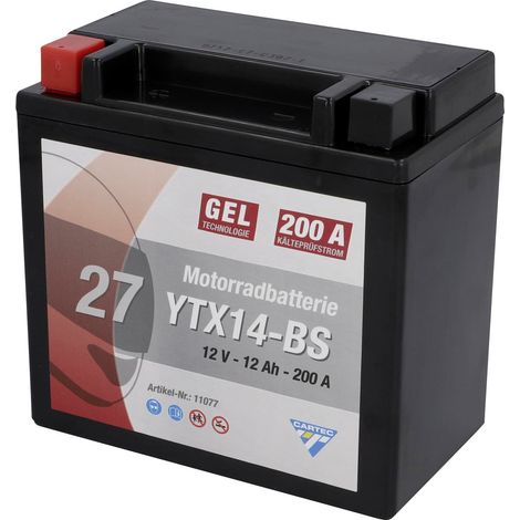 Cartec Gel Motorradbatterie YTX14-BS 14Ah 260A Gel-Batterie