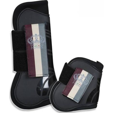 Cob, Nero: Set protezioni per cavallo modello CROWN STRIPES con interno in neoprene