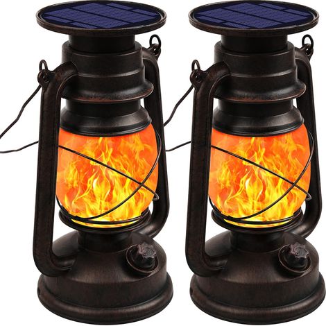 Lanterne Solaire Extérieure,Lampe Solaire Eclairage Lanterne Solaire Jardin Tempête LED Éclairage Etanche IP65 Automatique ON/OFF Design Rétro Decorative pour Jardin,Terrasse,Cour,Camping,Fête