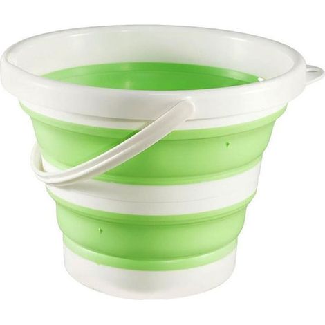 Seau pliable - Panier à linge pliable - Seau portable - Seau de nettoyage - Seau de rangement multifonctionnel - Vert - 25 × 25 × 20,8 cm - Plastique - 5 litres Vert (1/5)