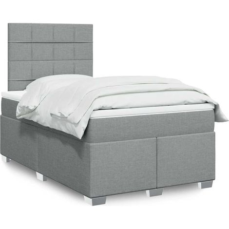 Boxspringbett mit Matratze Hellgrau 120x200 cm Stoff